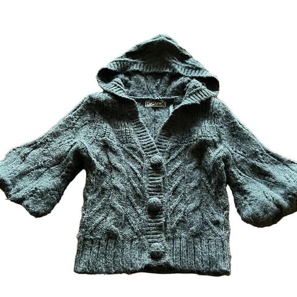 Guess Size XS Gray Hooded Cardigan Sweater Y2K Crop Waist - Picture 4 of 11